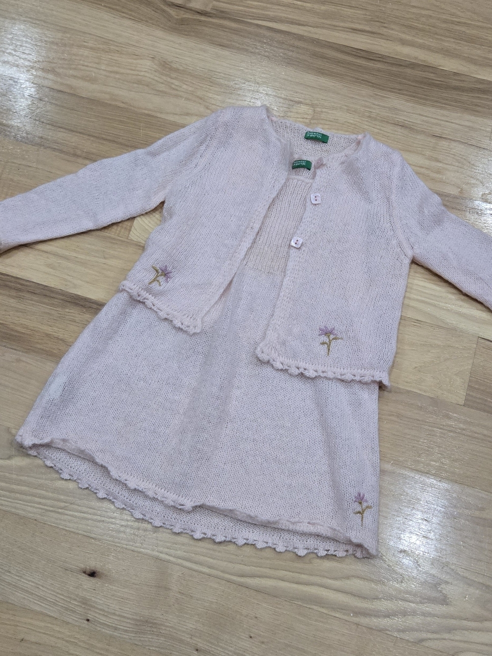 United Colors Of Benetton Pale Pink Knit Cardigan Set